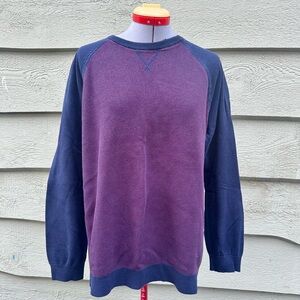 Maroon and Navy Blue Knit Crewneck Sweater